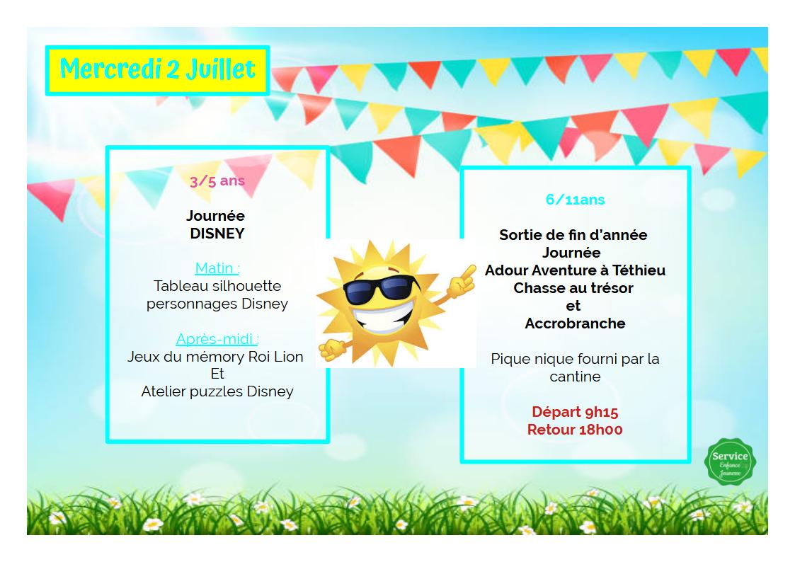 Programme mercredis de Juillet 2025